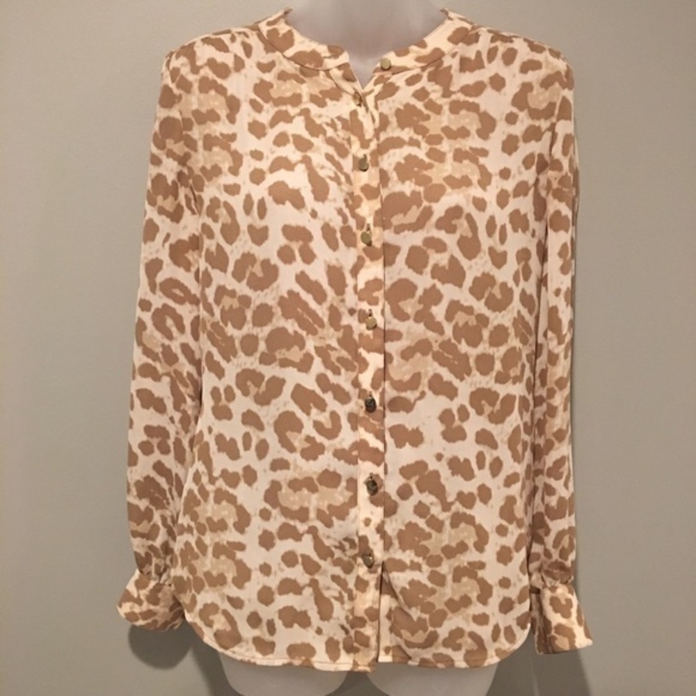 Banana Republic Tan Leopard Print Blouse